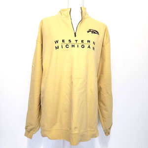 Vtg Western Michigan SIZE L Jansport Pullover Crewneck Sweatshirt 1/4 Zip